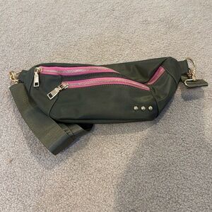 Stylish Black Crossbody Bag with Pink Accents